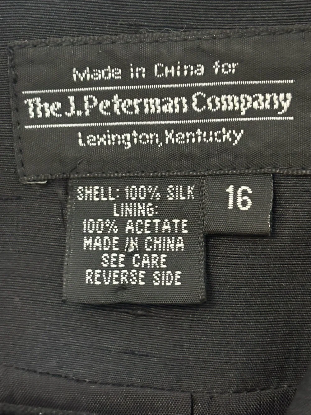 Vintage J. Peterman 100% Silk Black Blazer Jacket Size 16 Classic Tailored